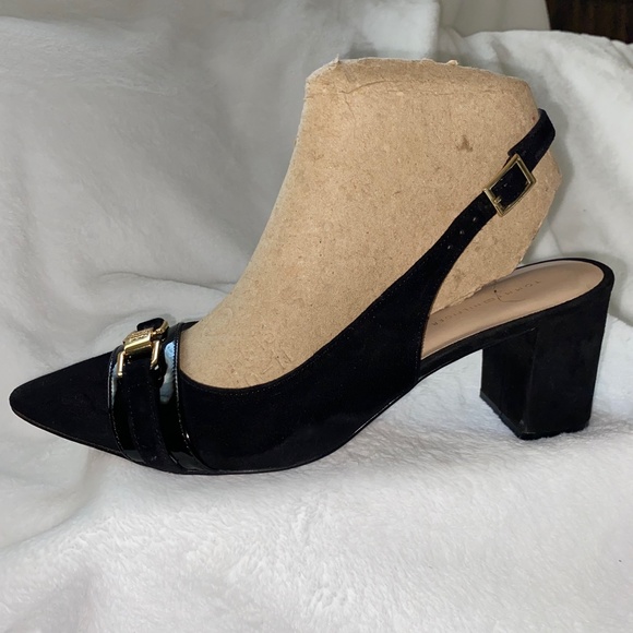 Tommy Hilfiger Black Suede Sling Back Pump Heels - Picture 11 of 12